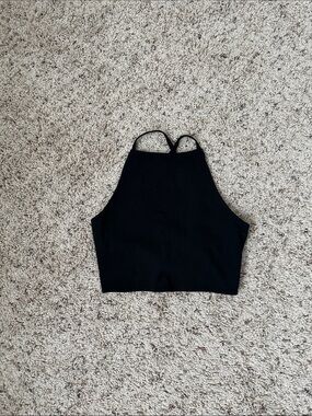 Hollister Black High-Neck Halter Crop Top